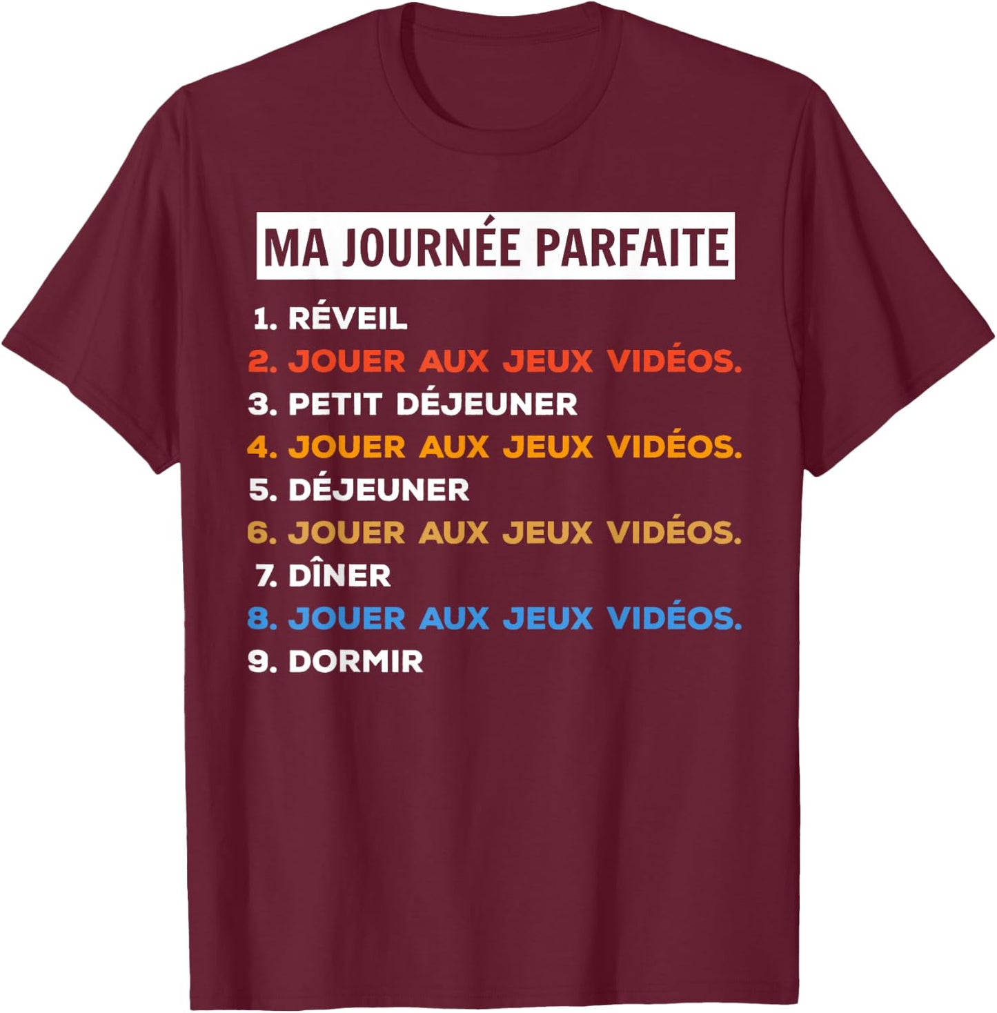 The Perfect Day of the Gamer , Black, S T-Shirt - T-Shirt | Maroon