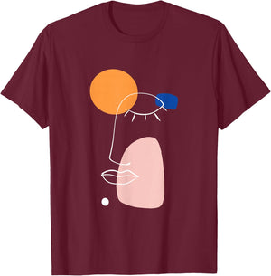 Abstract Art Face Woman T-Shirt - T-Shirt | Maroon