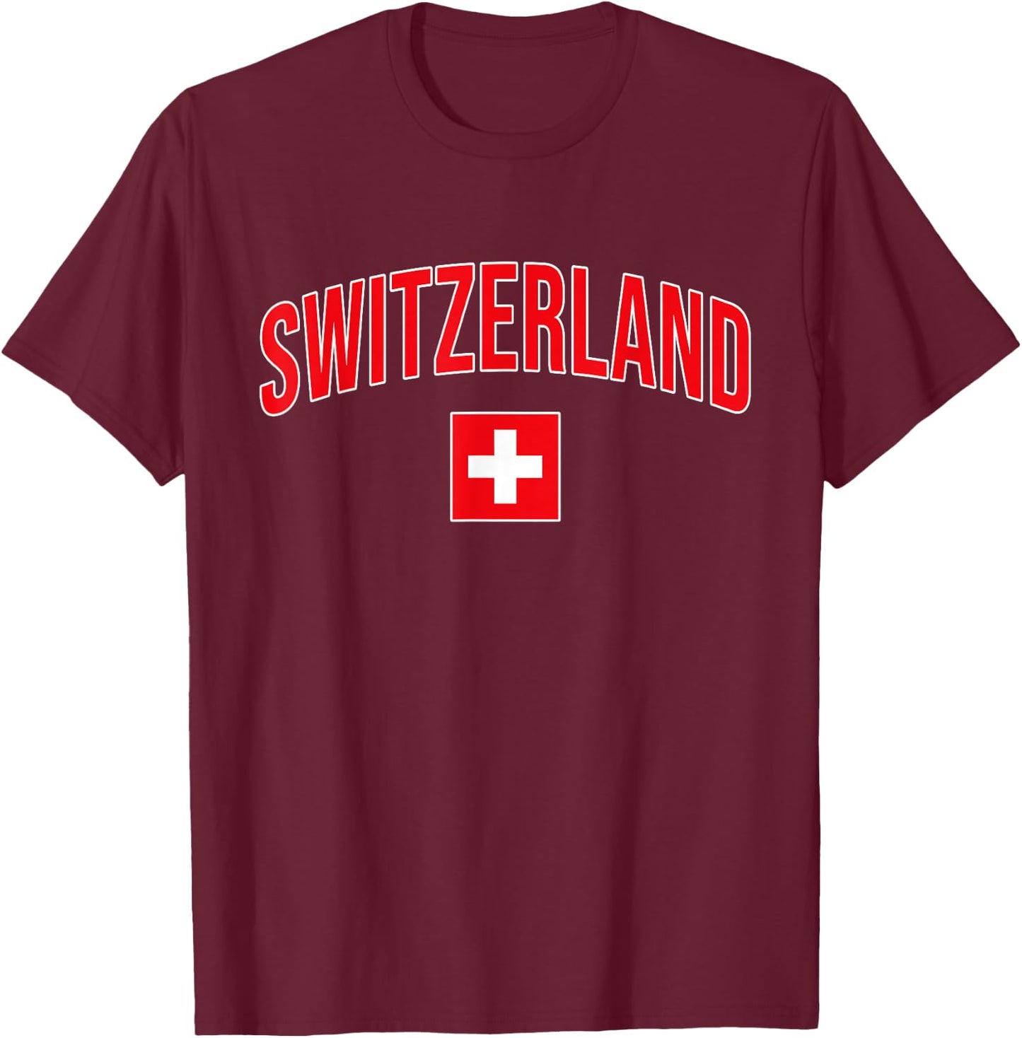 Switzerland - Flag of Switzerland - Throwback Design T-Shirt - T-Shirt | Maroon
