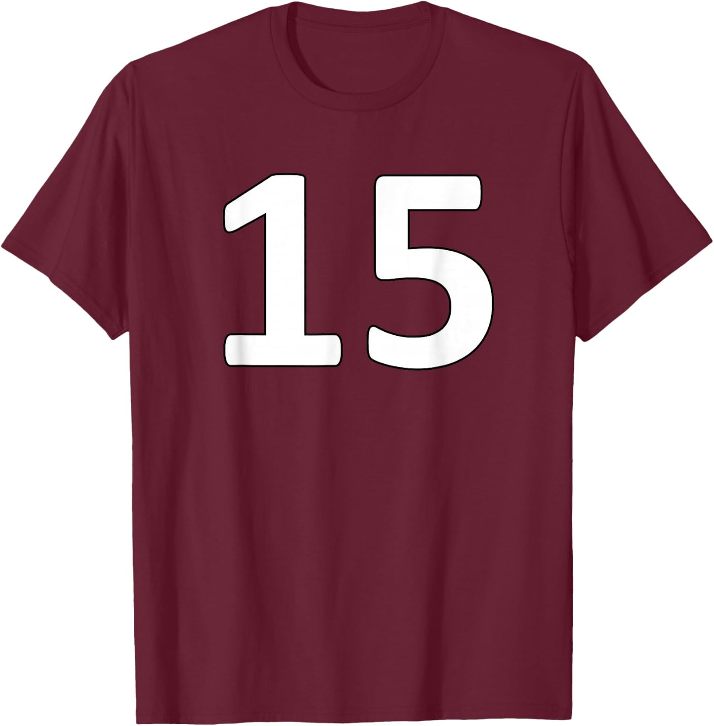 Number 15 Sports Jersey For Teams, Players, and Fans T-Shirt - T-Shirt | Maroon