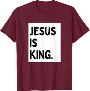 Jesus Is King - Minimalist Christian Religious Jesus T-Shirt - T-Shirt | Maroon