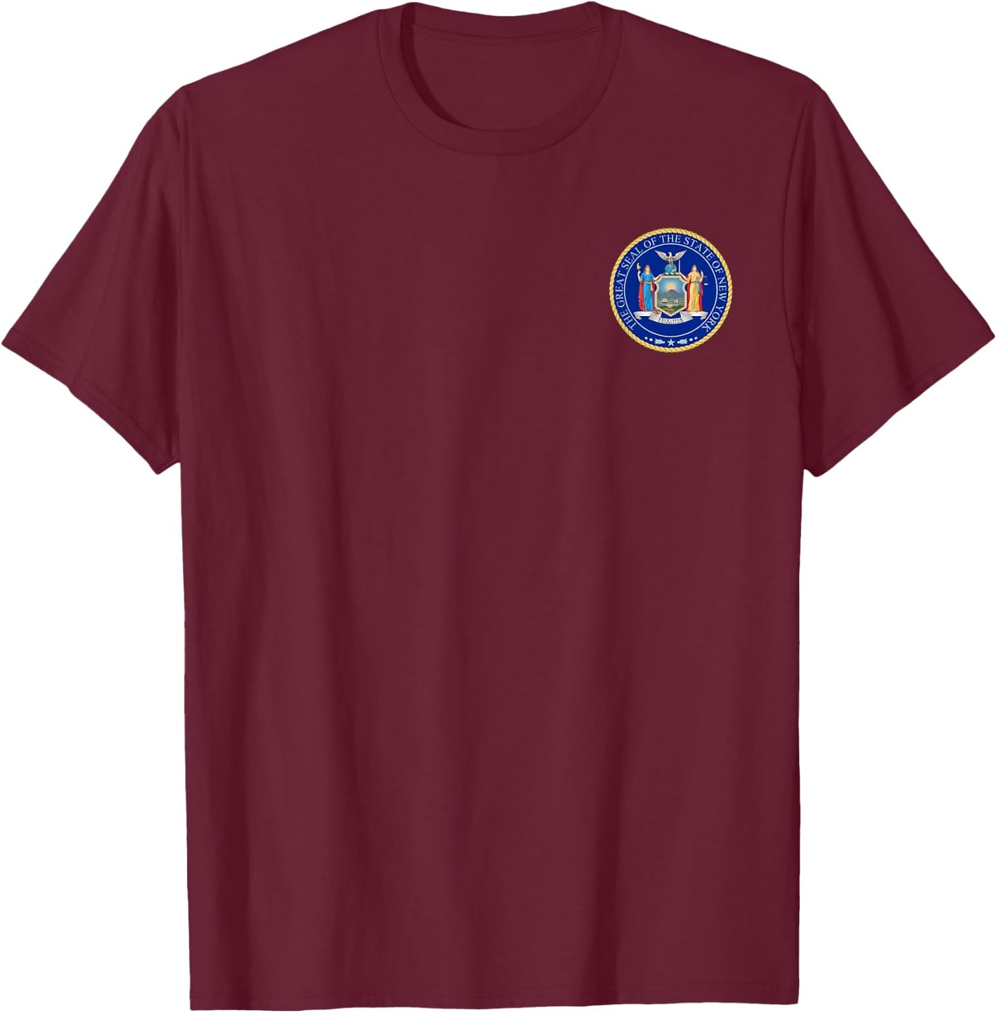 New York State Seal Flag T-Shirt - T-Shirt | Maroon