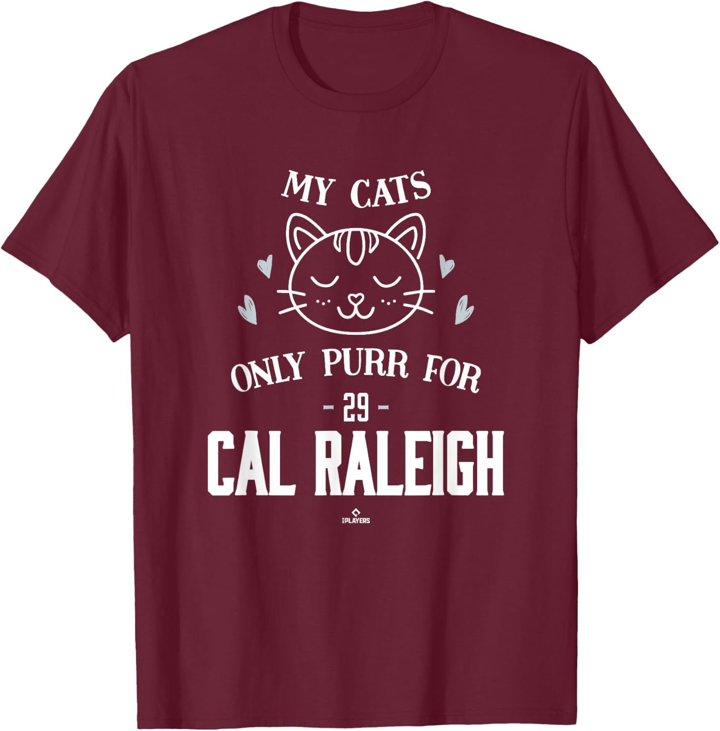 Cat Lovers for Cal Raleigh Seattle Baseball MLBPA T-Shirt - T-Shirt | Maroon
