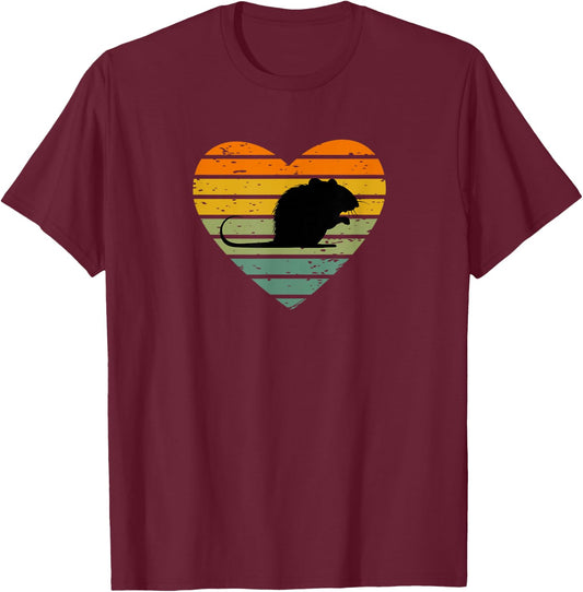 Ich liebe Ratten Retro Herz Nagetier Rattenfan Punker Ratte T-Shirt - T-Shirt | Maroon