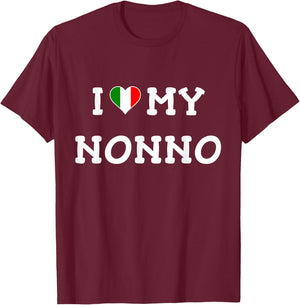 I Love My Nonno Italian Flag Heart T Shirt T-Shirt - T-Shirt | Maroon
