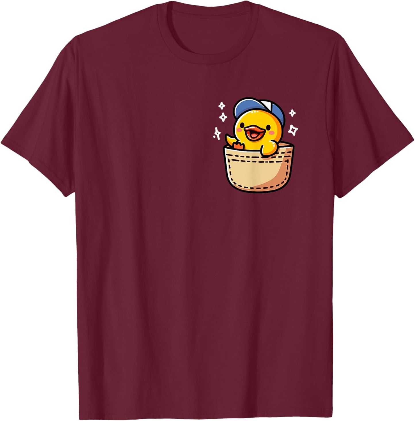 Duck In Pocket Funny Cute Yellow Duck Lover T-Shirt - T-Shirt | Maroon