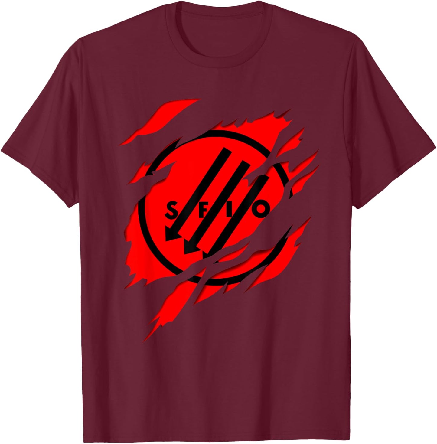 SFIO French Section of Workers' International 3D Effect , Black, S T-Shirt - T-Shirt | Maroon