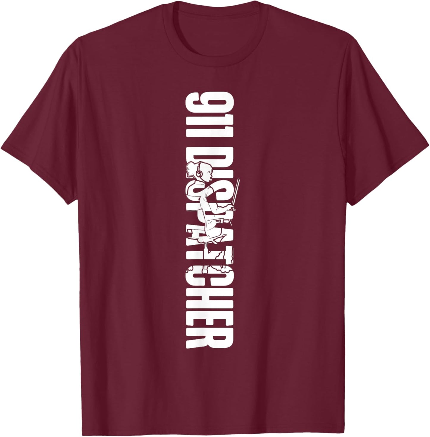 911 Dispatcher Thin Gold Yellow Line 911 Dispatcher T-Shirt - T-Shirt | Maroon