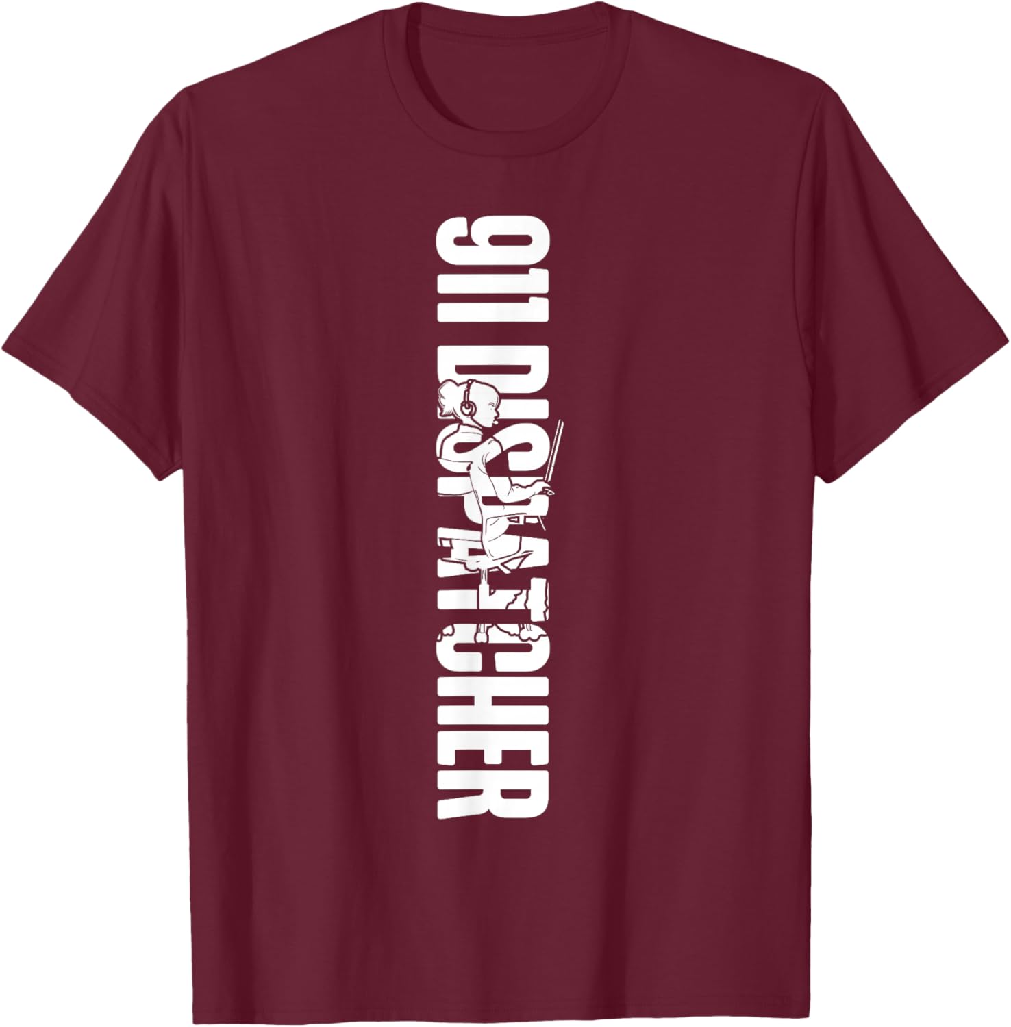 911 Dispatcher Thin Gold Yellow Line 911 Dispatcher T-Shirt - T-Shirt | Maroon