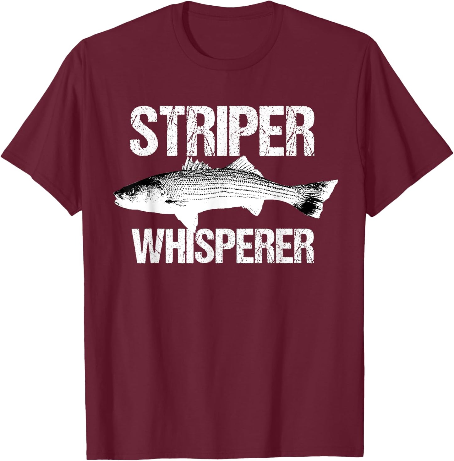 Striper Whisperer Cool Bass Fly Fishing Fish Fisherman Gift T-Shirt - T-Shirt | Maroon