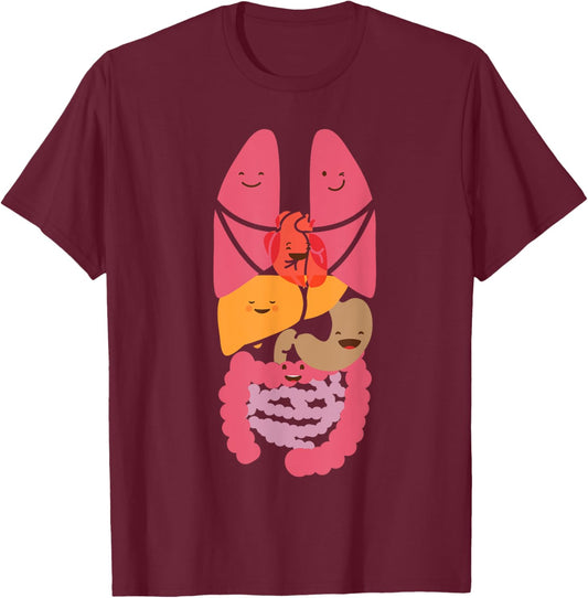 Cool Body Anatomy Costume Funny Organ T-Shirt - T-Shirt | Maroon