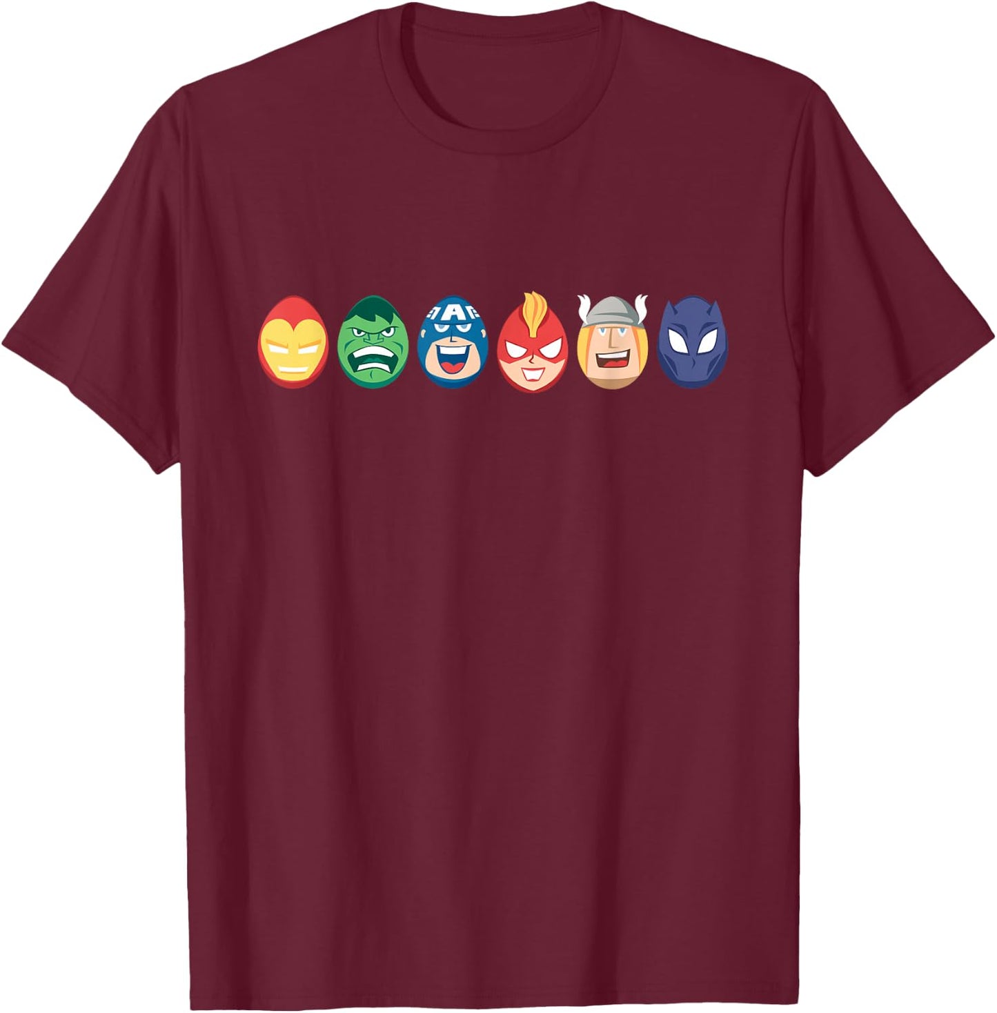 Marvel Avengers Super Heroes Toony Easter Eggs T-Shirt - T-Shirt | Maroon