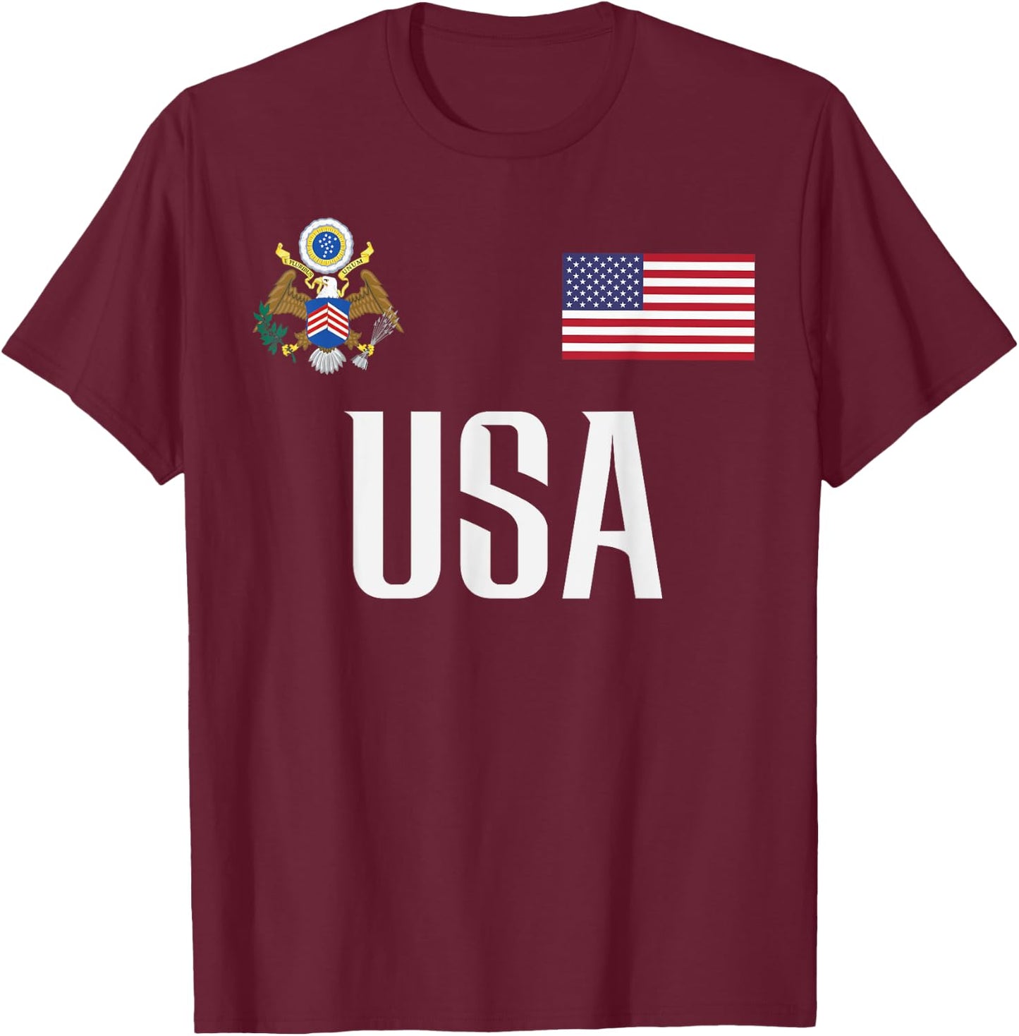 USA America Flag Football Soccer Fan Men Women Kids T-Shirt - T-Shirt | Maroon