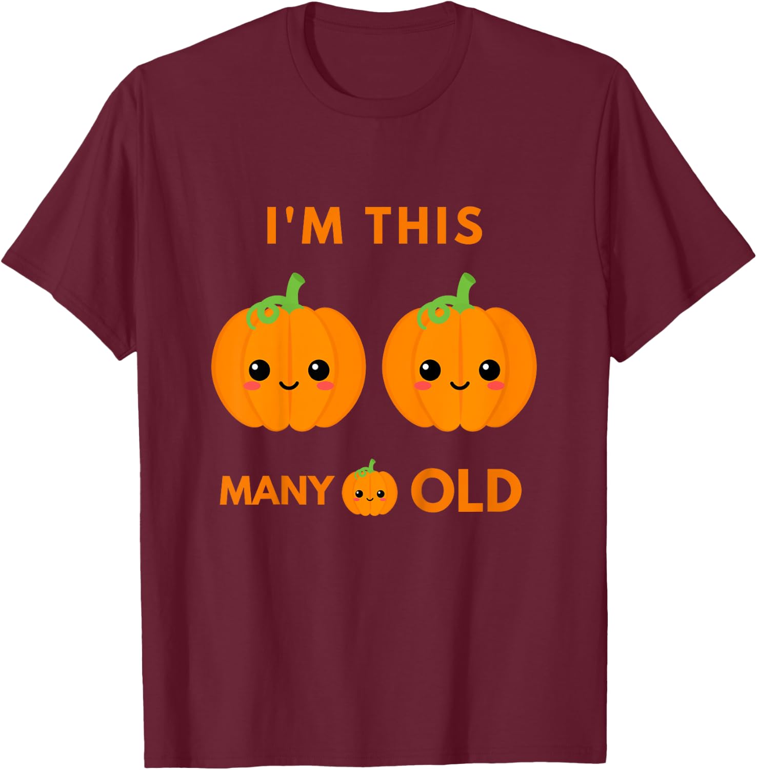 Kids I'm This Many Pumpkins Old - Pumpkin 2nd Bday 2 Years Old T-Shirt - T-Shirt | Maroon