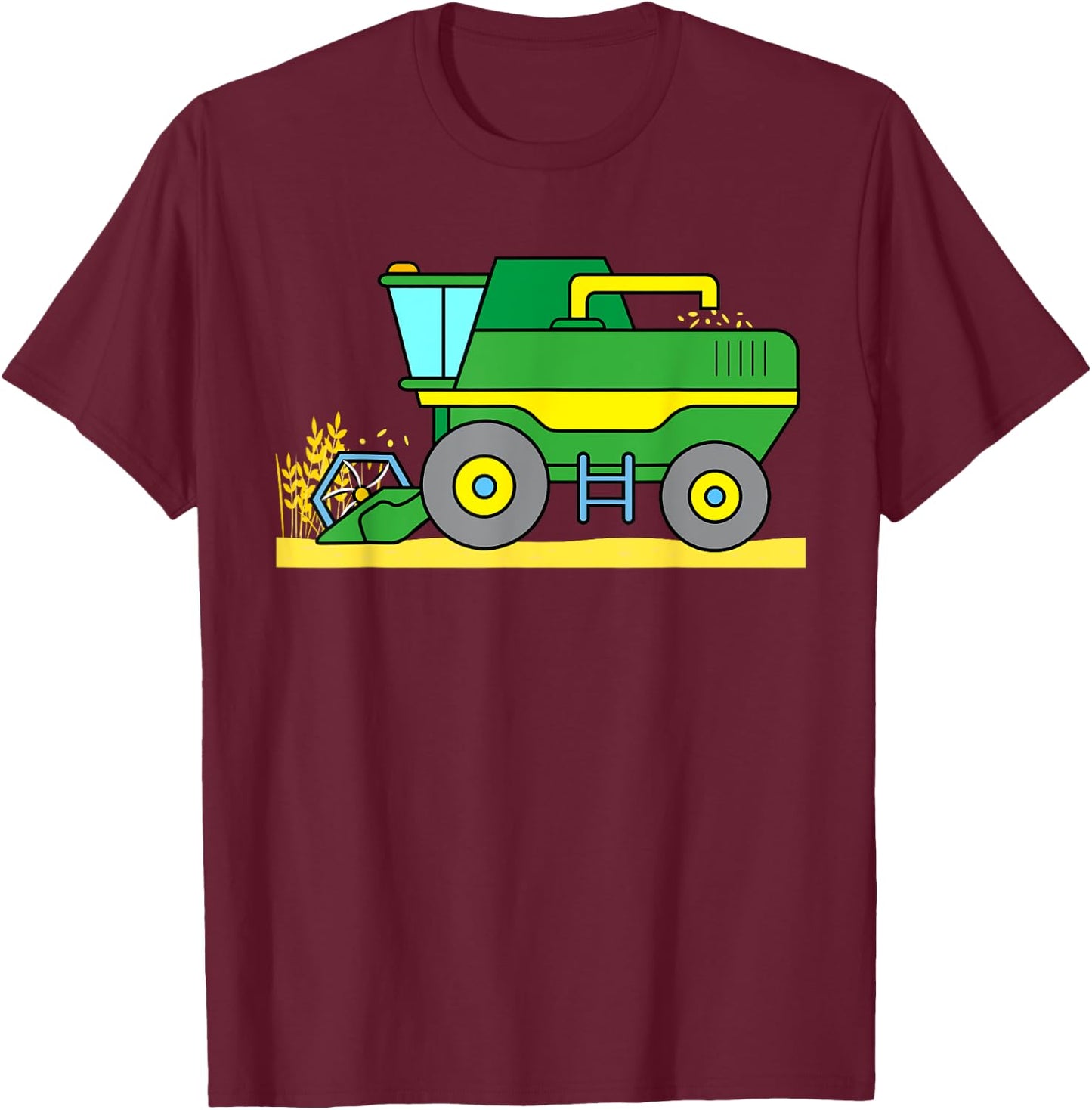 Combine Harvester Harvest Field Boy Girl Women Men Farm T-Shirt - T-Shirt | Maroon
