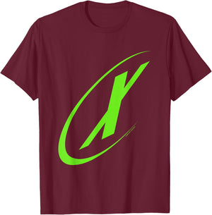 X-Files Retro Neon Green Big X Chest Classic Logo , Black, S T-Shirt - T-Shirt | Maroon