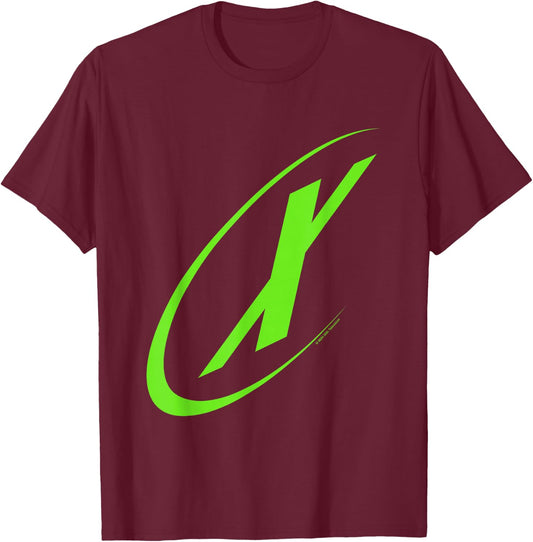 X-Files Retro Neon Green Big X Chest Classic Logo , Black, S T-Shirt - T-Shirt | Maroon