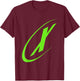 X-Files Retro Neon Green Big X Chest Classic Logo , Black, S T-Shirt - T-Shirt | Maroon