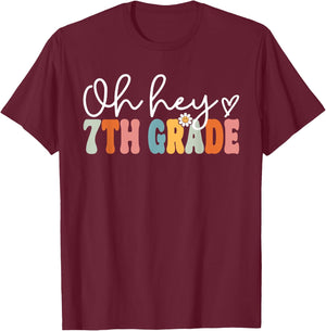 Oh Hey 7th Grade Back To School Teachers Students Men Women Kids T-Shirt - T-Shirt | Maroon