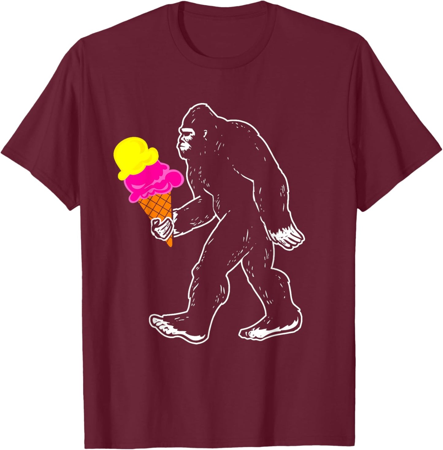 Bigfoot Ice Cream Sasquatch Women Kids T-Shirt - T-Shirt | Maroon