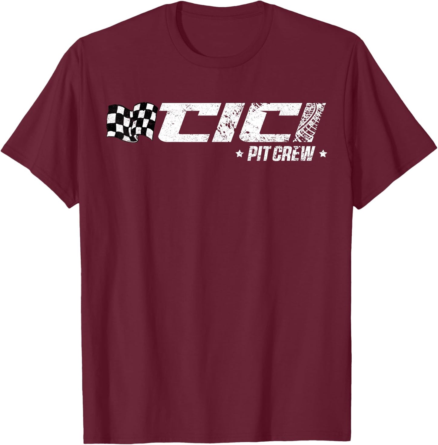 Cici Pit Crew Race Car Birthday Family Racing T-Shirt - T-Shirt | Maroon