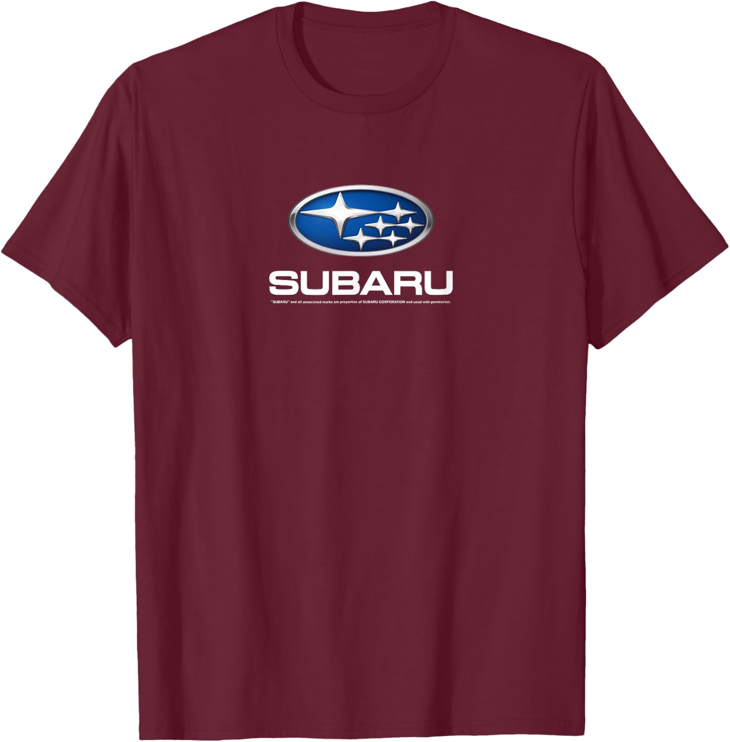 Subaru Modern Blue Stars Logo White Text Car Brand T-Shirt - T-Shirt | Maroon