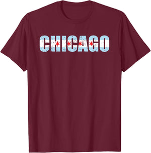 Chicago Flag Shirt , Women, Kids - Chicago Apparel , black T-Shirt - T-Shirt | Maroon