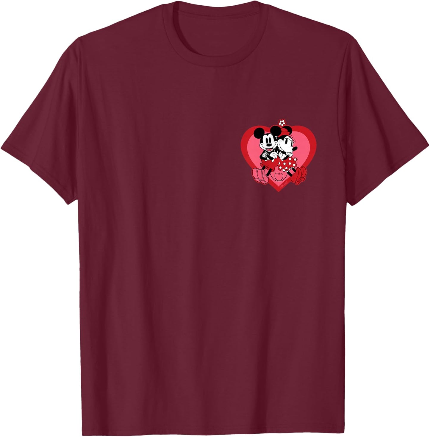 Disney Mickey & Minnie Mouse Couples Valentine’s Tail Heart T-Shirt - T-Shirt | Maroon