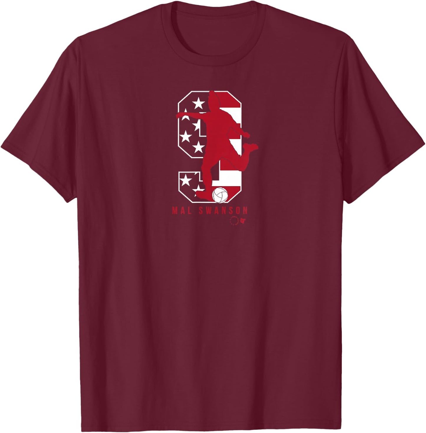 Mal Swanson 9: USWNT Players Association - USA Soccer T-Shirt - T-Shirt | Maroon