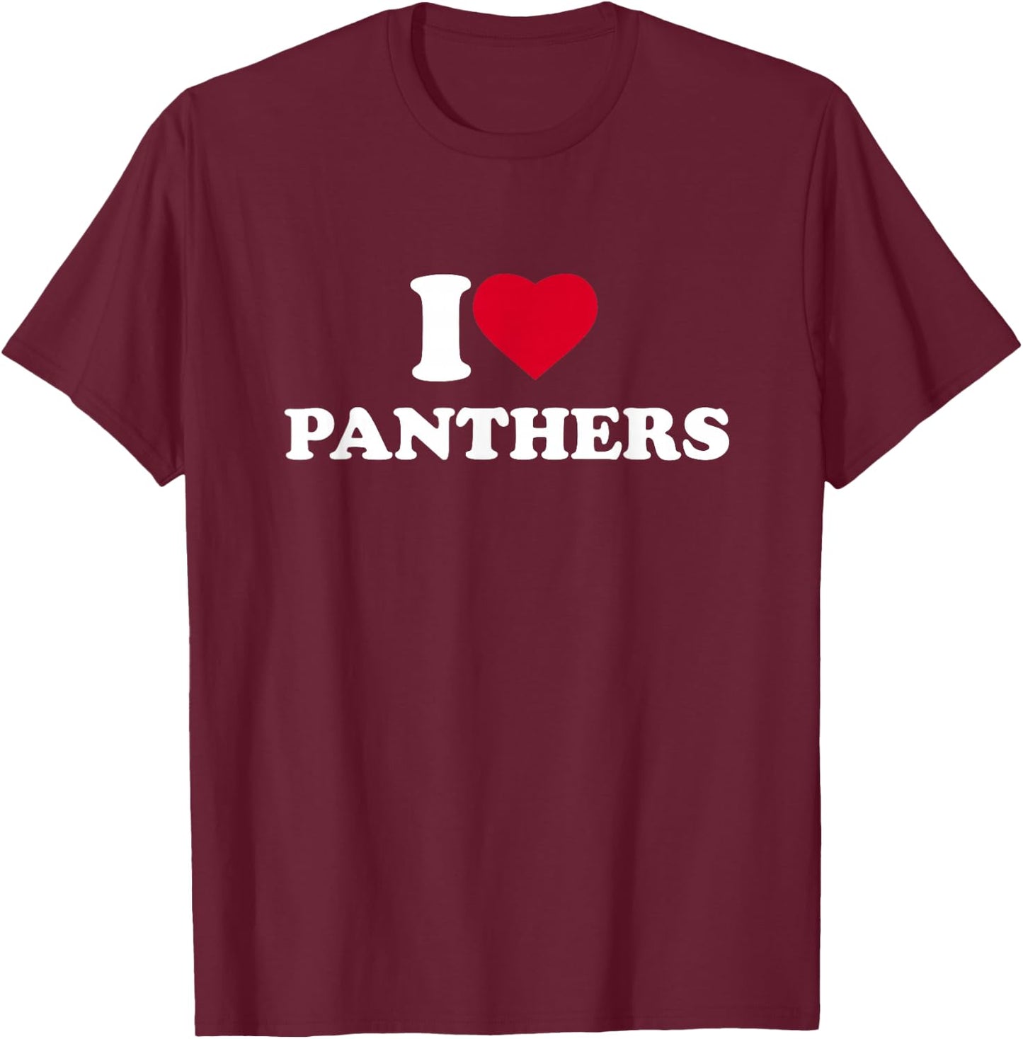 I Love Panthers Heart Animal Lover T-Shirt - T-Shirt | Maroon