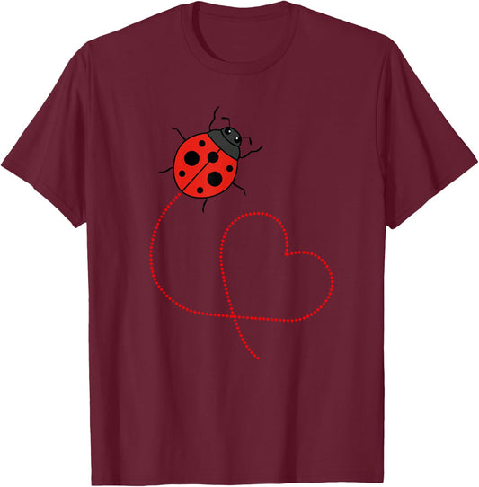 Ladybird Heart Nature Wildlife Animals Cute Beetle , black T-Shirt - T-Shirt | Maroon