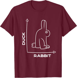 Ente - Kaninchen - lustig - Witz - Hase - optische Täuschung - Wortspiel T-Shirt - T-Shirt | Maroon