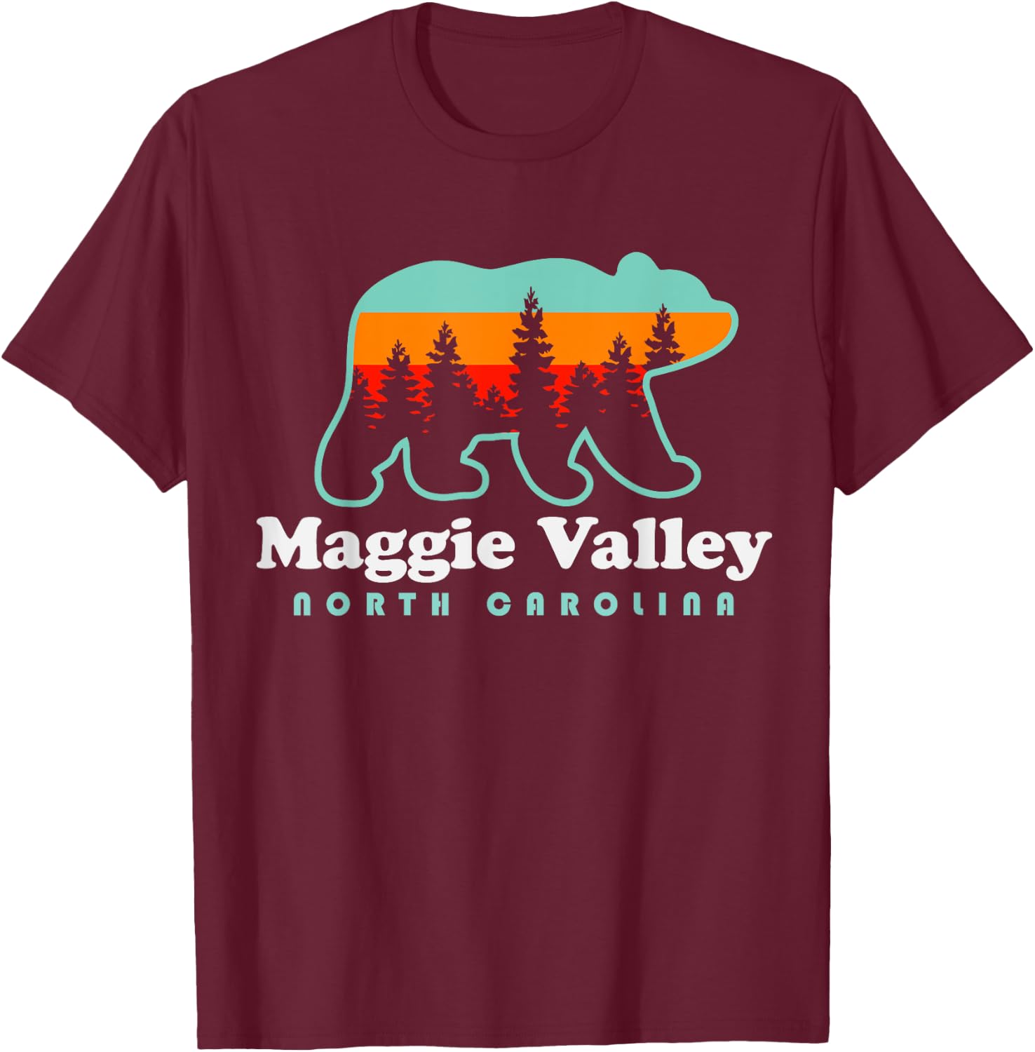 Maggie Valley North Carolina Mountain Town Vacation T-Shirt - T-Shirt | Maroon