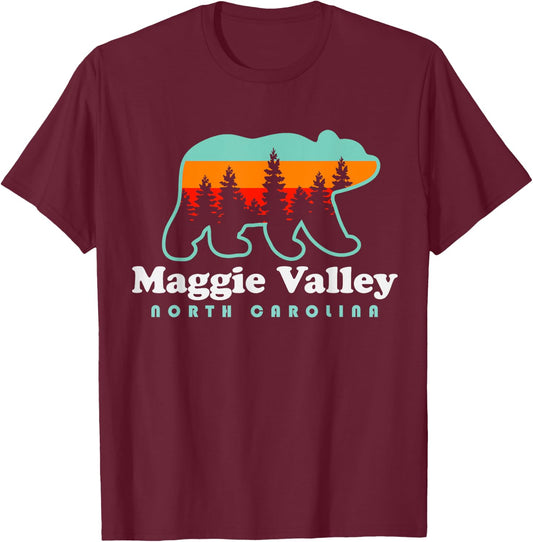 Maggie Valley North Carolina Mountain Town Vacation T-Shirt - T-Shirt | Maroon