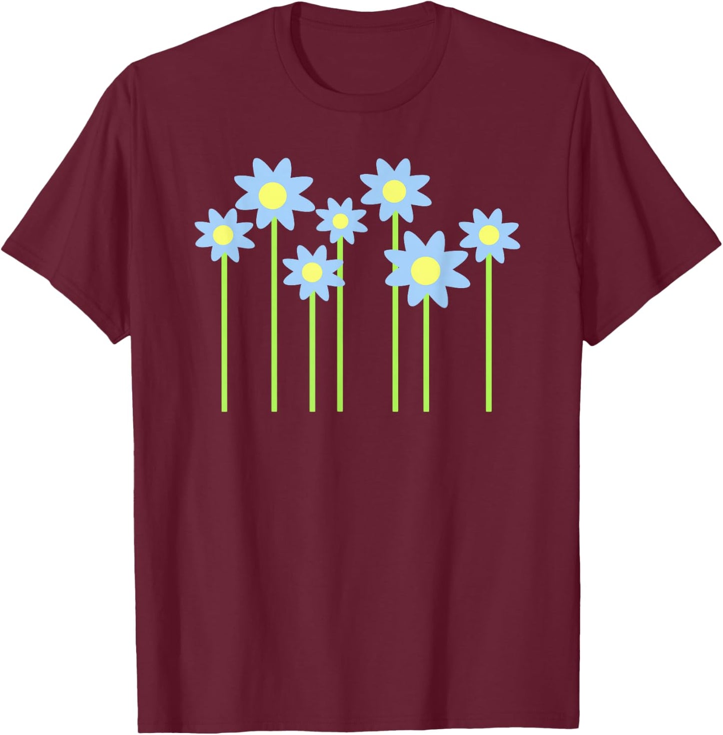 Blue flowers T-Shirt - T-Shirt | Maroon