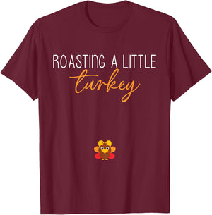Thanksgiving Fall Pregnancy Announcement - Black - Women's - Small - Short Sleeve - Classic Fit - Cotton & Polyester - Round Neck - Lace Embellishment - Thanksgiving Occasion T-Shirt - T-Shirt | Maroon