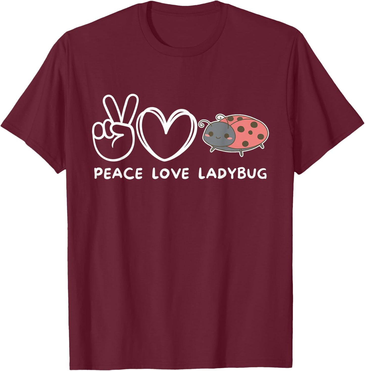 Peace, Love Ladybug Retro Ladybug Lover T-Shirt - T-Shirt | Maroon