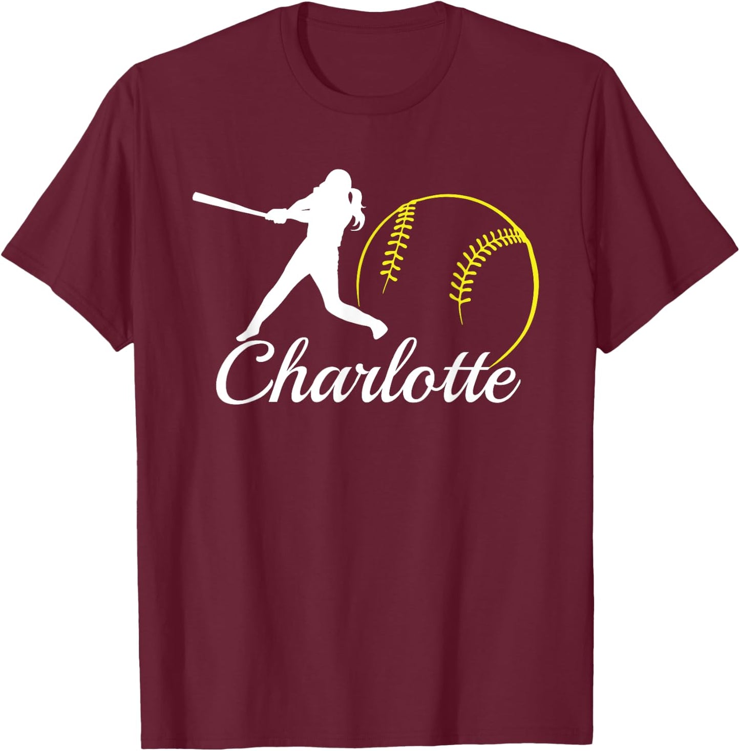 Charlotte Softball Name Shirt for Charlotte T-Shirt - T-Shirt | Maroon