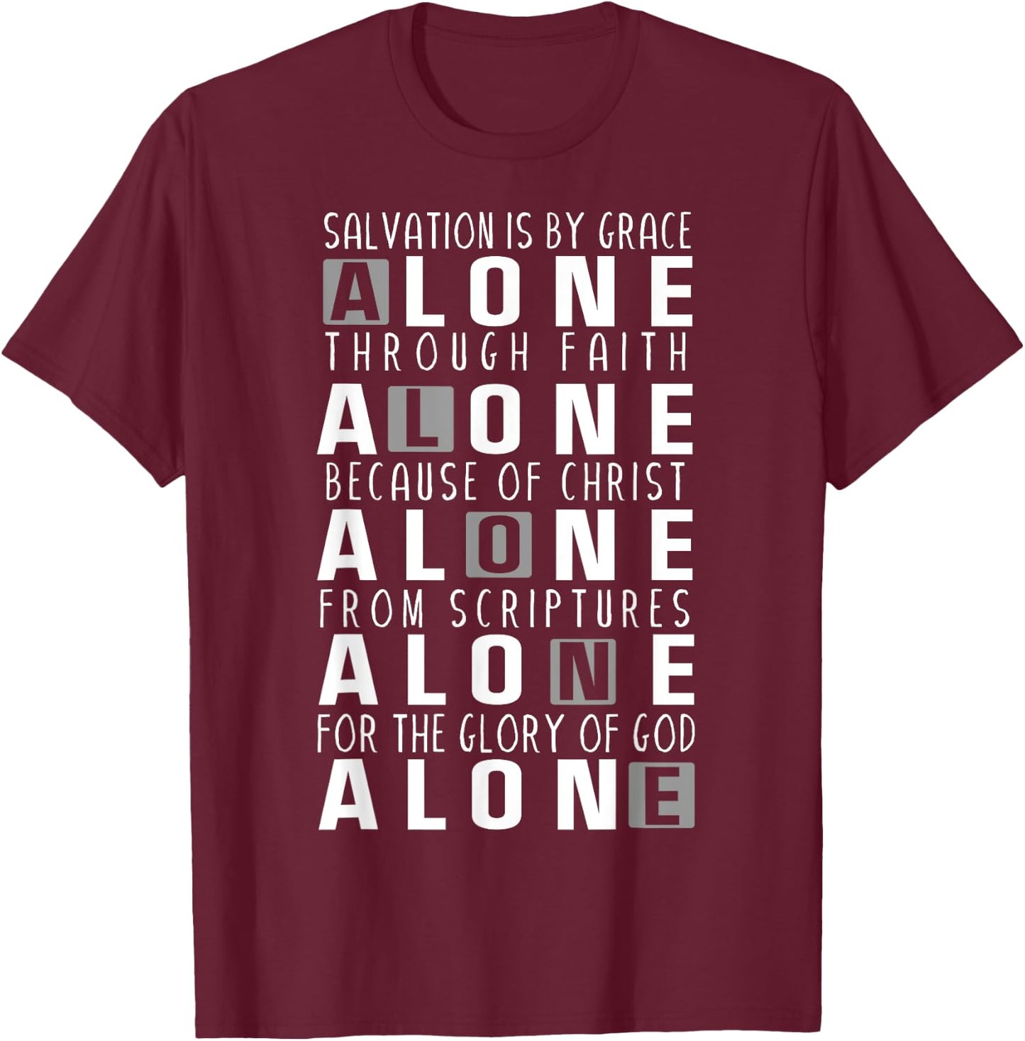 Five Solas of the Reformation T-Shirt - T-Shirt | Maroon