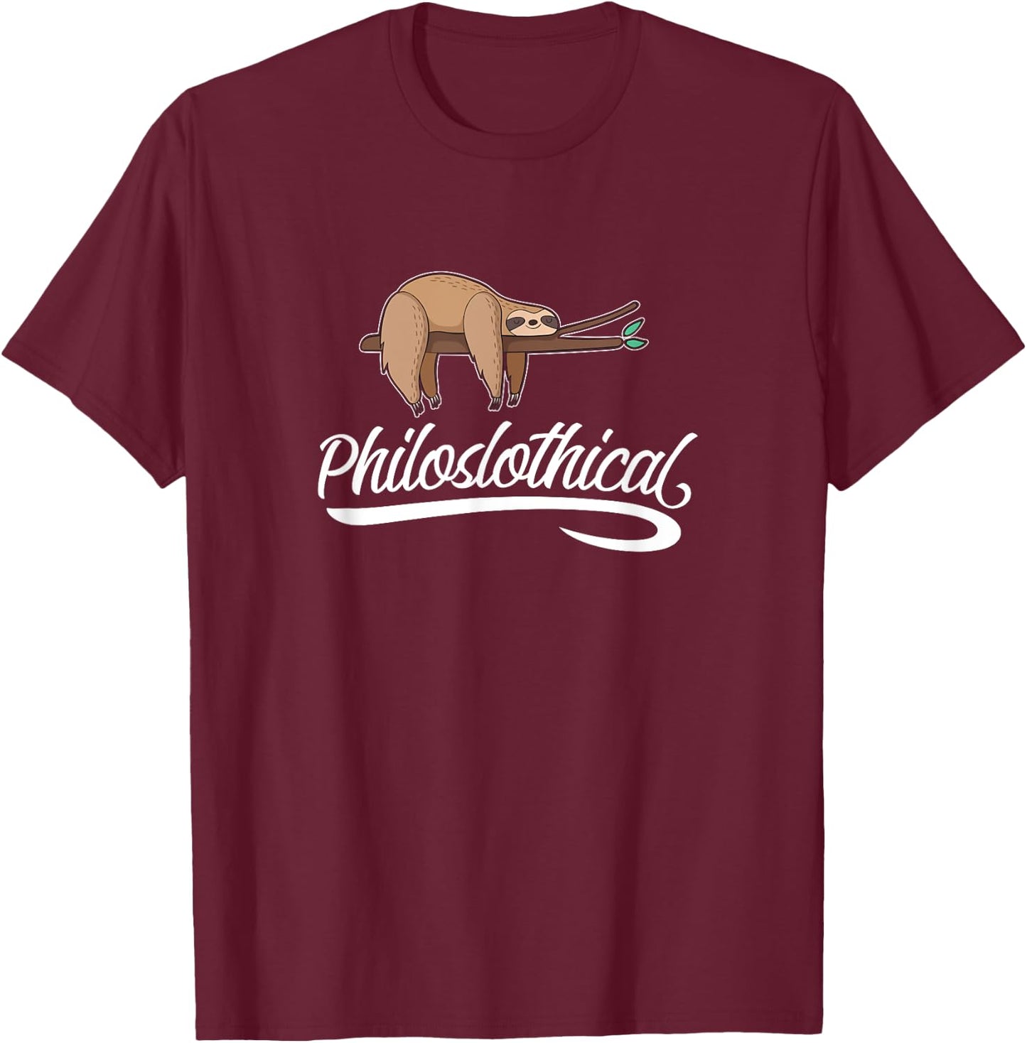 Philoslothical Sloth Funny Philosophical Pun Philosophy Gift T-Shirt - T-Shirt | Maroon