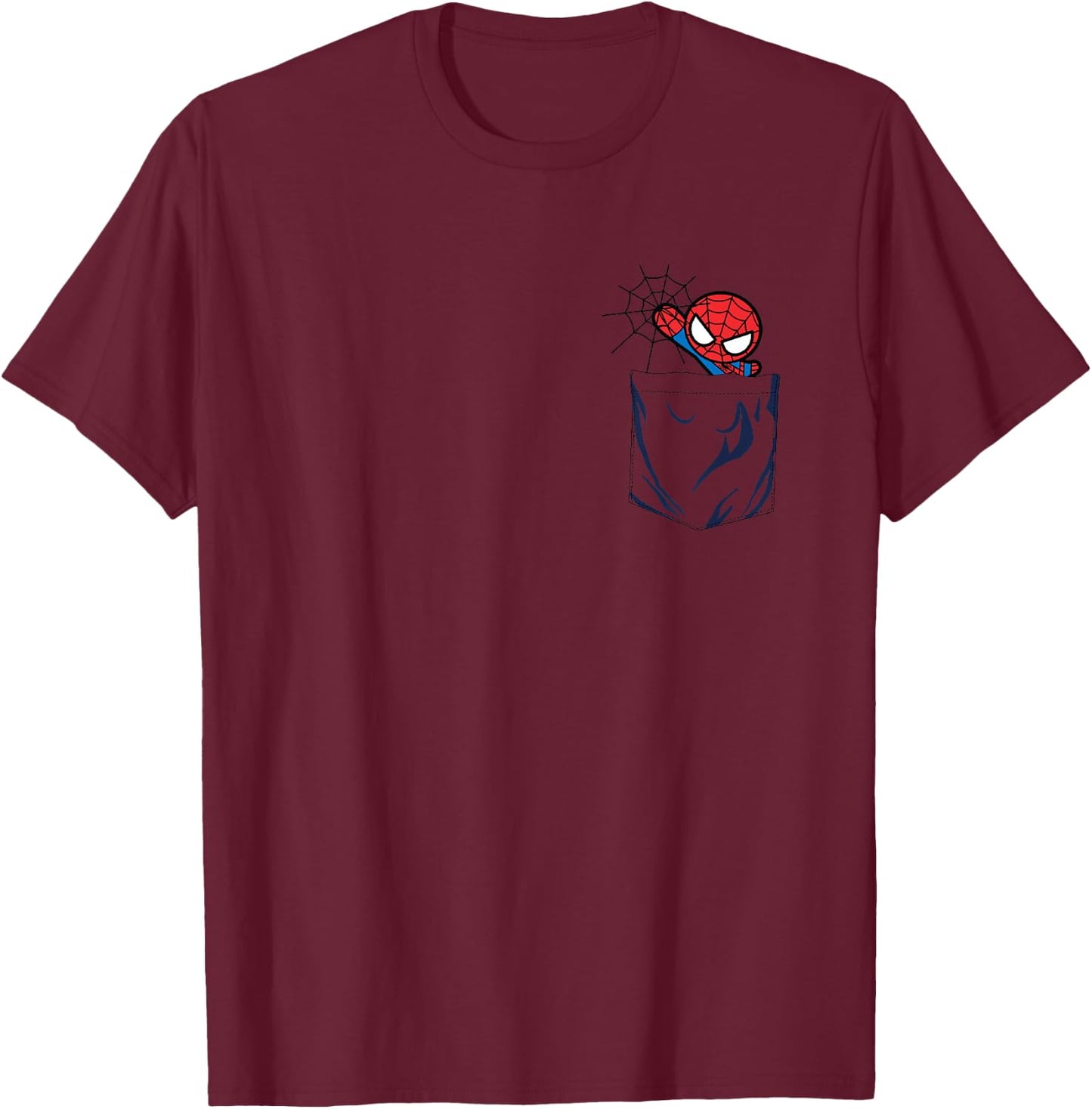 Marvel Spider-Man Left Chest Pocket T-Shirt - T-Shirt | Maroon