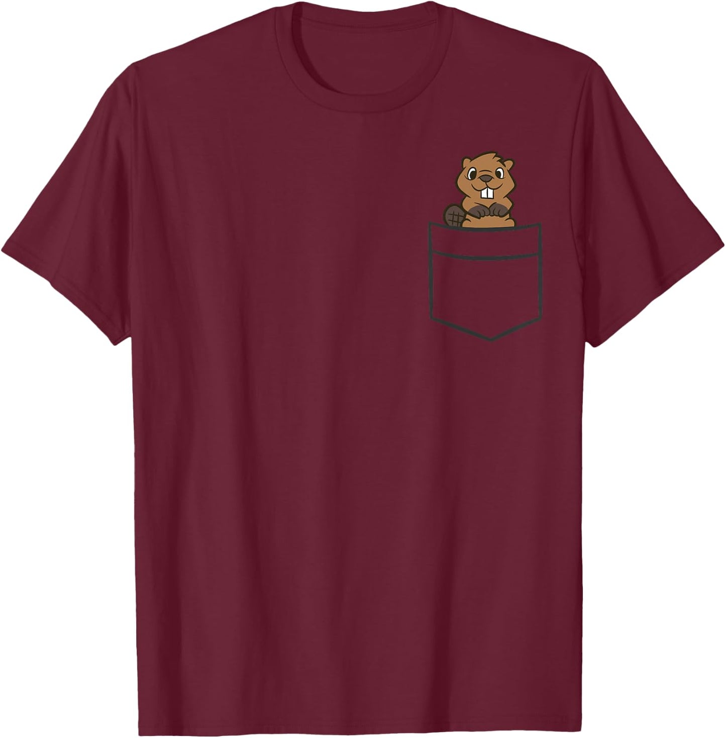Beaver in The Pocket Cute Beaver T-Shirt - T-Shirt | Maroon