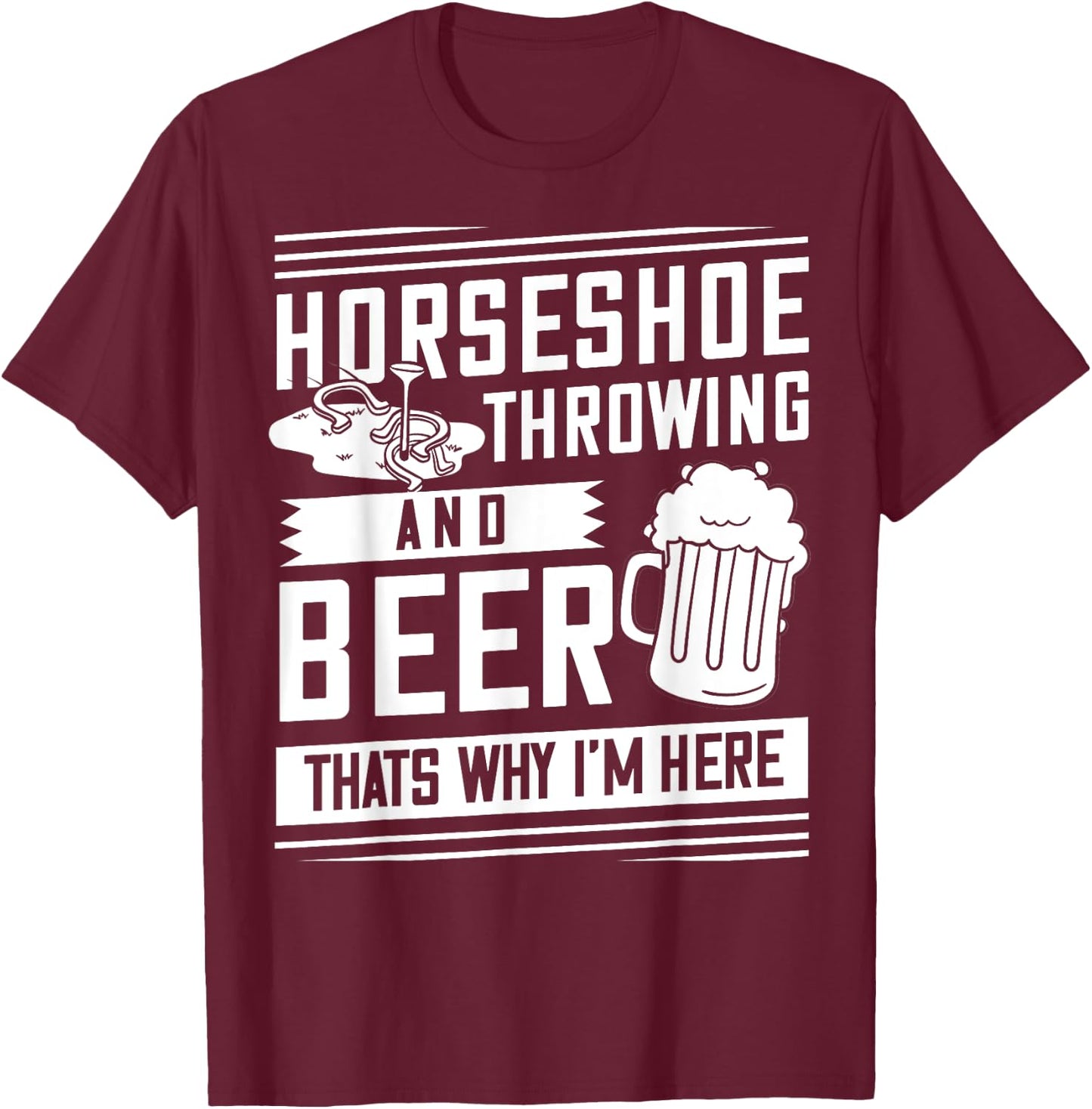 Horseshoe Pitching Gift Throwing Shoes T-Shirt - T-Shirt | Maroon