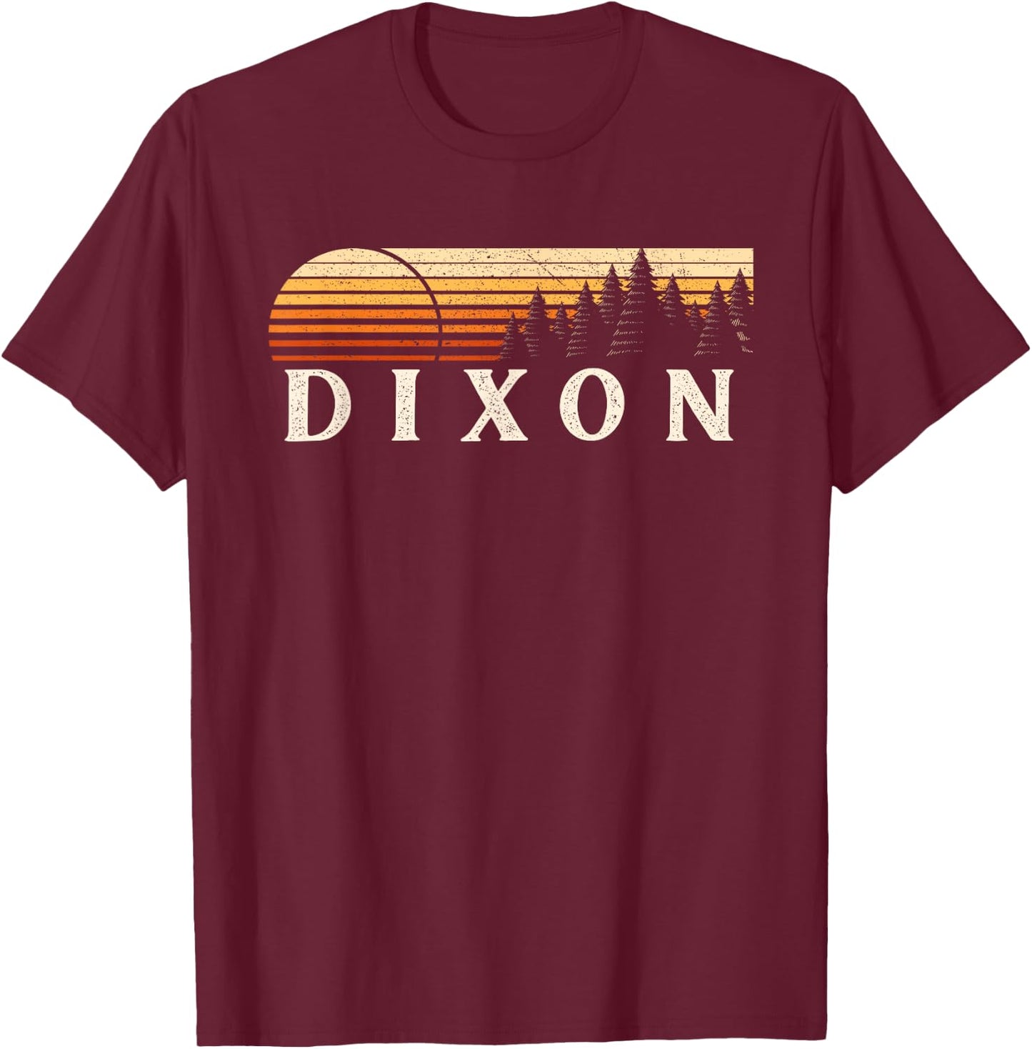 Dixon, NM Vintage Evergreen Sunset Eighties Retro T-Shirt - T-Shirt | Maroon