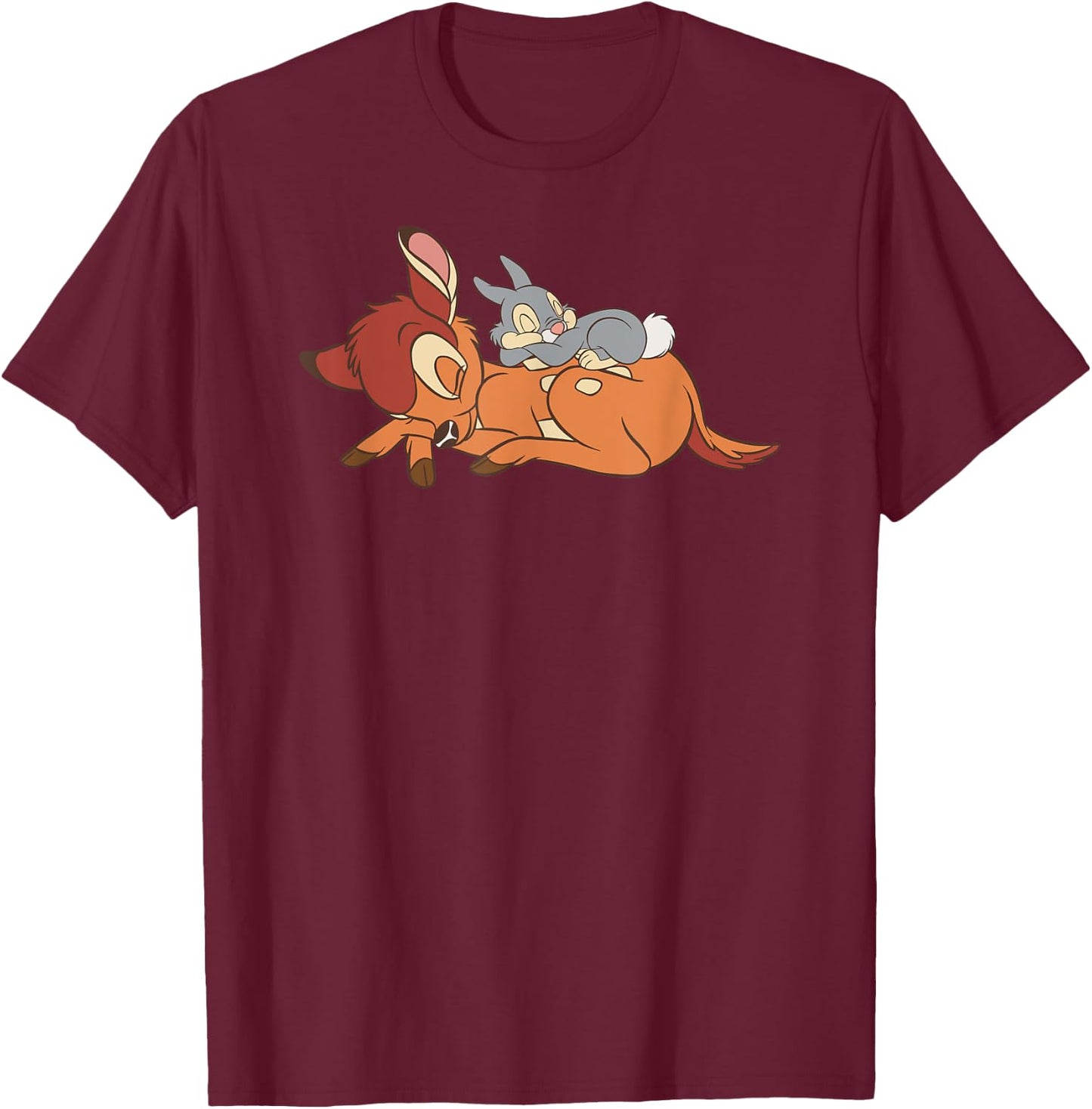 Bambi Panpan Sleeping , Black, S T-Shirt - T-Shirt | Maroon