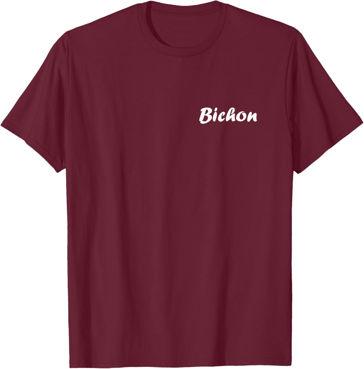 Simple Minimalist Name Badge Bichon , Black, S T-Shirt - T-Shirt | Maroon