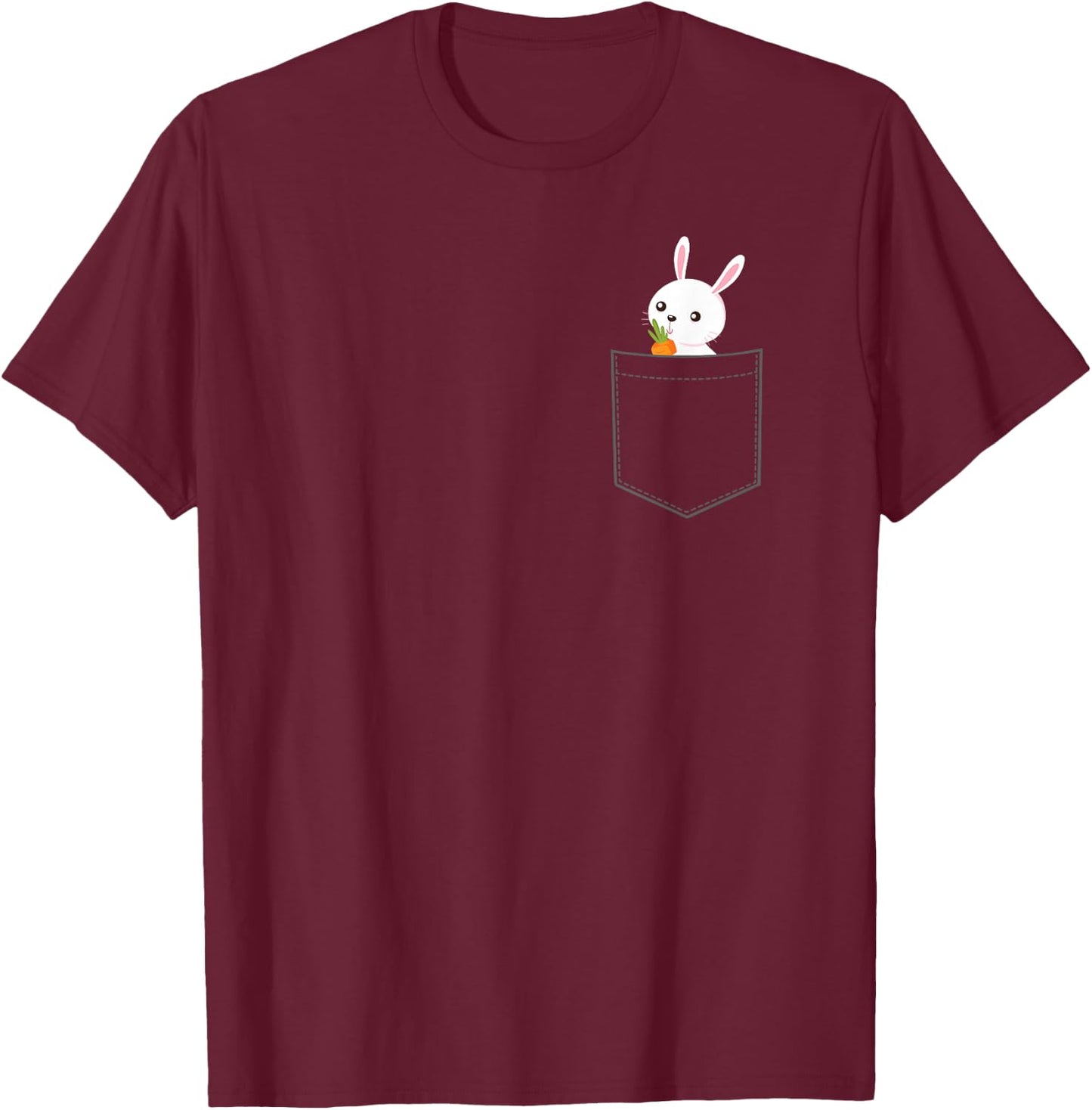 Pocket Easter Rabbit Lover Shirt Funny Cute Bunny Animal T-Shirt - T-Shirt | Maroon