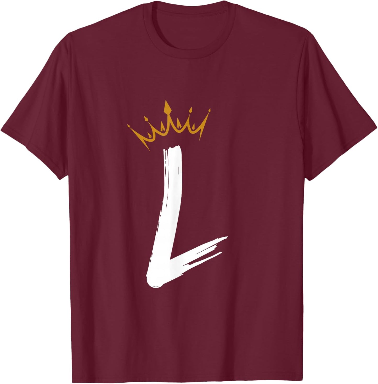 Queen King Letter L - Favorite Letter With Crown Alphabet T-Shirt - T-Shirt | Maroon