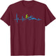 Mountain Bike Heartbeat Heart Rate Mountain MTB , black T-Shirt - T-Shirt | Maroon