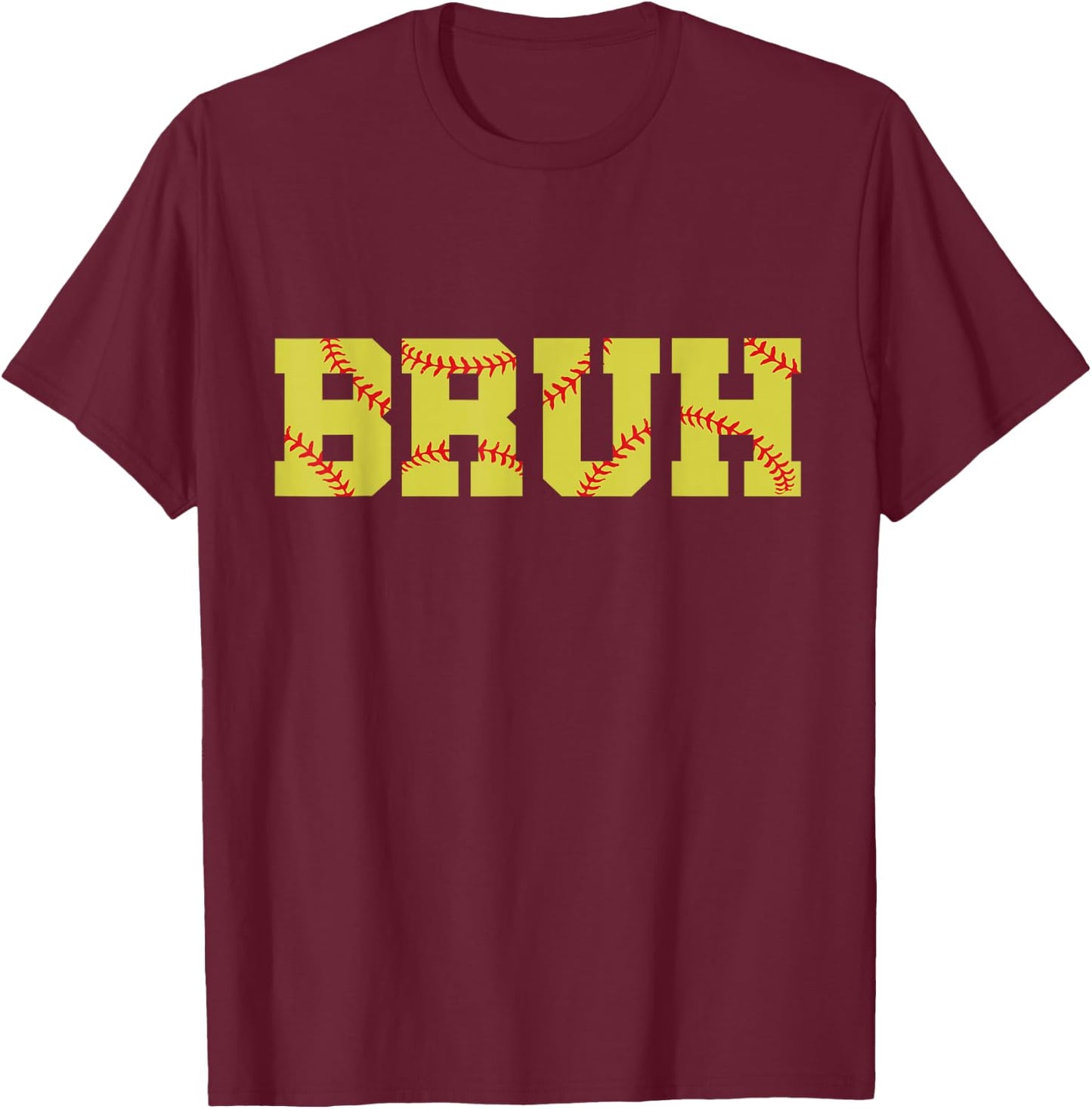 Bruh Meme Funny Softball Boys Son Teens Softball Lover T-Shirt - T-Shirt | Maroon